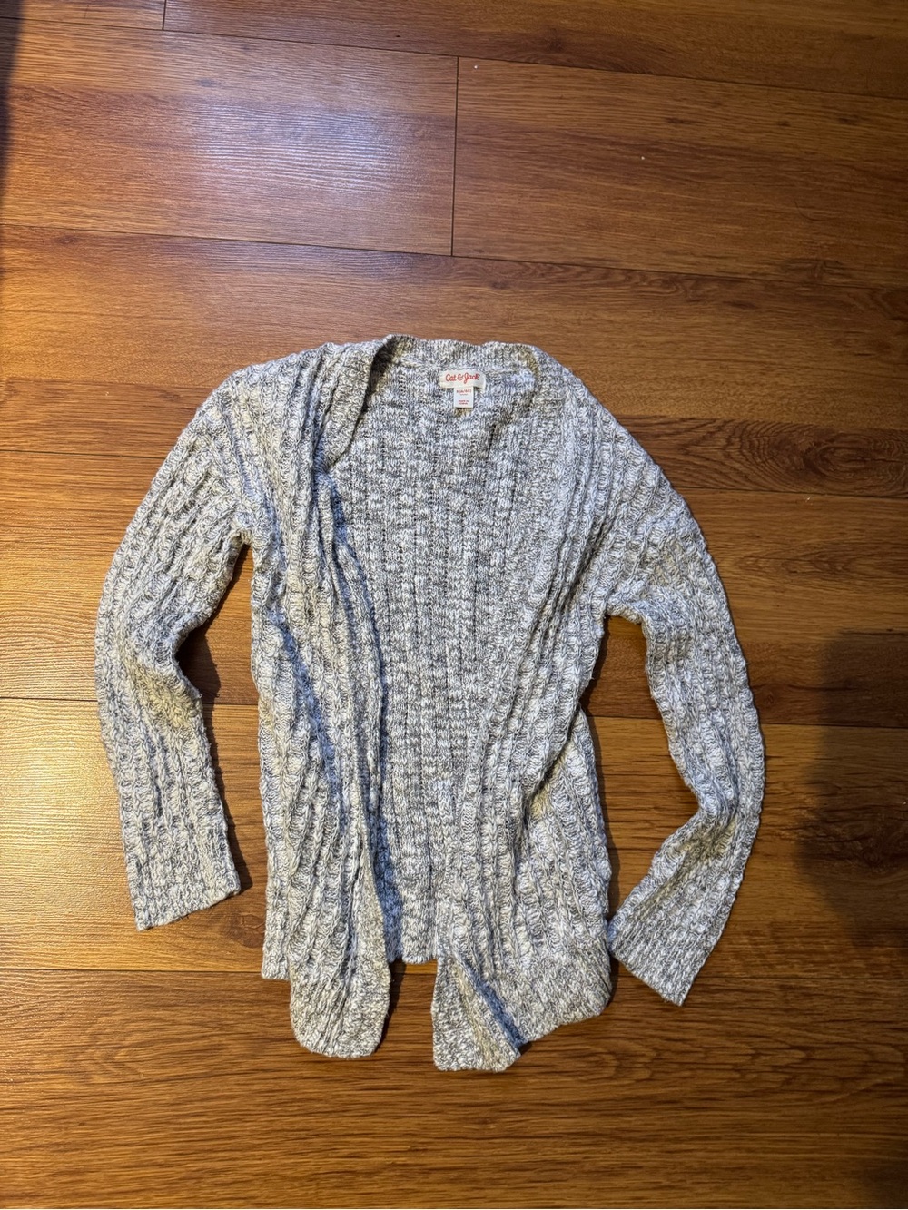 Cat & Jack Kids  Gray Marled Open-Front Cable Cardigan Sweater